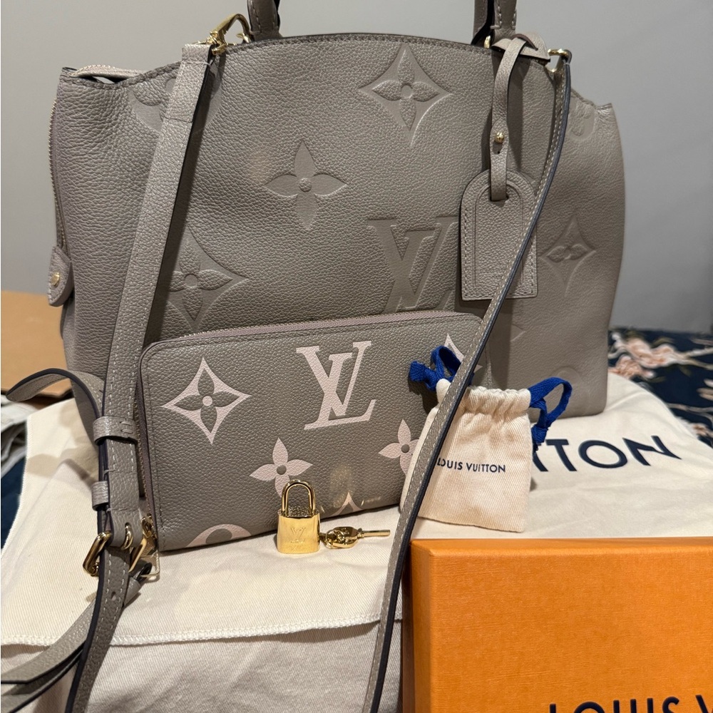 Louis Vuitton Gray Satchel with Embossed Monogram